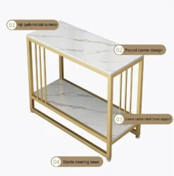 Modern Marble Slim Side Table With Storage Shelf – Stylish End Tables For Living Room And Space-Saving Sofa Tables (Size:65 * 28 * 55cm,)(Modern Marble Slim Side Table With Storage Shelf Stylish End Tables For Living Room And Space Saving Sofa Tables Size 65 28 55cm) -Best Household Items product name 1068312