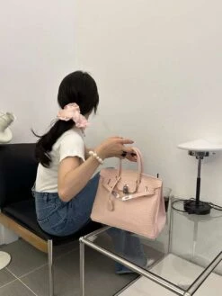 𝐇 Shiny Crocodile Leather Palladium Hardware Bag 25cm(𝐇 Birkin Shiny Crocodile Leather Palladium Hardware Bag) -Best Household Items product name 2071038