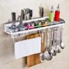 Multifunctional Wall Mount Aluminium Hanging Utensil Display Rack Shelf Organizer For Ladles Spoons Pans Spices Cutlery Cookware With Knife And Hand Towel Holder(Multifunctional Wall Mount Aluminium Hanging Utensil Display Rack Shelf Organizer For Ladles Spoons Pans Spices Cutlery Cookware With Knife And Hand Towel Holder) -Best Household Items product name 2172891