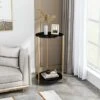 2-Tier Coffee End Tablewith Gold Steel Frame(2 Tier Coffee End Table With Gold Steel Frame)