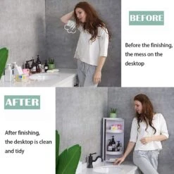 360 Rotating Corner Shelves, Storage Cabinet, White Multi Layer Storage Rack Organizer For Bathroom Countertop Bathtub Toilet Table(360 Corner Shelf Organizer) -Best Household Items product name 2539056