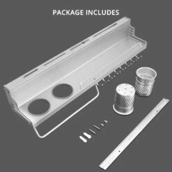 Multifunctional Wall Mount Aluminium Hanging Utensil Display Rack Shelf Organizer For Ladles Spoons Pans Spices Cutlery Cookware With Knife And Hand Towel Holder(Multifunctional Wall Mount Aluminium Hanging Utensil Display Rack Shelf Organizer For Ladles Spoons Pans Spices Cutlery Cookware With Knife And Hand Towel Holder) -Best Household Items product name 2868919