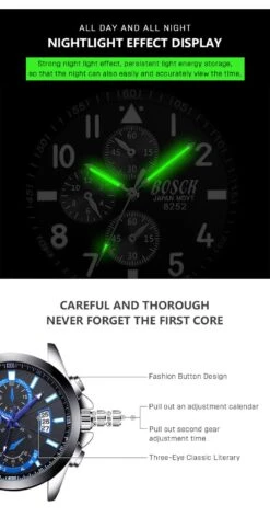 BOSCA Men's Watch Luminous Watch(Bosck Mens Watch Calendar Sports Waterproof Calendar Large Dial Luminous Watch) -Best Household Items product name 2925387