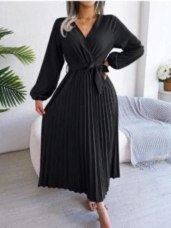 Women's Maxi Dress Long Sleeve Pleated Dress(Classy Dress For) -Best Household Items product name 3192463