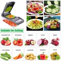 Vegetable Chopper Pro - Multifunctional Blades & Large Container For Salad, Garlic, Fruit, And Potato Delights(Multifunctional Vegetable Chopper) -Best Household Items product name 3273826