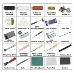 61 Pcs Leather Craft Tools Punch Kit Stitching Working Stitching Groover Sewing Set(62 Pcs Leather Craft Tools Punch Kit Stitching Working Stitching Groover Sewing Set) -Best Household Items product name 3756372