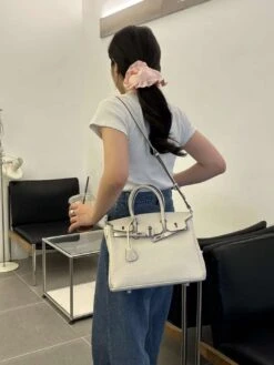 𝐇 Shiny Crocodile Leather Palladium Hardware Bag 25cm(𝐇 Birkin Shiny Crocodile Leather Palladium Hardware Bag) -Best Household Items product name 3905700