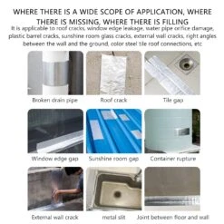 Aluminum Foil Butyl Tape Professional Super Waterproof Tape(Aluminum Foil Butyl Tape Professional Super Waterproof Tape Kitchen And Bathroom House Roof Tape High Temperature Aluminium Tape Outer Wall Roof Leakage Surface Crack Repair Waterproof Tape 50 Mm X 5 M) -Best Household Items product name 3988173