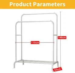 Metal Multipurpose Garment Rack Heavy Duty Cloth Rail With 2 Bottom Shelf Coat Jacket Hanging Hanger Shoe Stand ''WHITE & BLACK(Metal Multipurpose Garment Rack Heavy Duty Cloth Rail With 2 Bottom Shelf Coat Jacket Hanging Hanger Shoe Stand White Black) 15 Metal Multipurpose Garment Rack Heavy Duty Cloth Rail With 2 Bottom Shelf Coat Jacket Hanging Hanger Shoe Stand ''WHITE & BLACK(Metal Multipurpose Garment Rack Heavy Duty Cloth Rail With 2 Bottom Shelf Coat Jacket Hanging Hanger Shoe Stand White Black) -Best Household Items product name 4235165