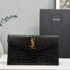 YSL Uptown Pouch In Crocodile Leather(Ysl Uptown Pouch In Crocodile Leather)