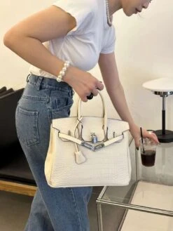 𝐇 Shiny Crocodile Leather Palladium Hardware Bag 25cm(𝐇 Birkin Shiny Crocodile Leather Palladium Hardware Bag) -Best Household Items product name 5241263