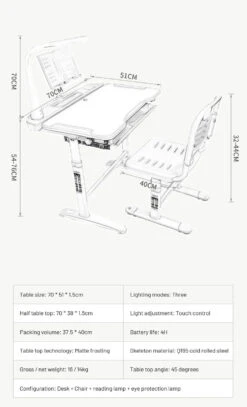 Kids Learning Table And Chair Set Height Adjustable Study Desk With Tilt Desktop With Metal Hook And Storage Drawer(Kids Learning Table) -Best Household Items product name 5305410