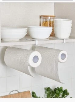 Paper Towel Holder Under Cabinet 2pcs For Kitchen(Under Cabinet Paper Roll Holder Rack 2 Pcs)