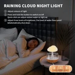 Cloud Rain Humidifier, Desk Fountain, Bedside Sleeping Relaxing Mood, Water Drop Sound(Cloud Rain Humidifier Desk Fountain Bedside Sleeping Relaxing Mood Water Drop Sound) -Best Household Items product name 5526719