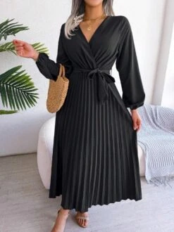 Women's Maxi Dress Long Sleeve Pleated Dress(Classy Dress For) -Best Household Items product name 5584913