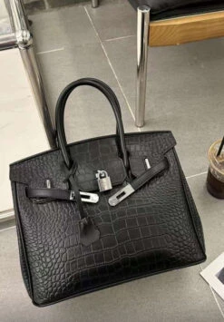 𝐇 Shiny Crocodile Leather Palladium Hardware Bag 25cm(𝐇 Birkin Shiny Crocodile Leather Palladium Hardware Bag)