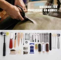 61 Pcs Leather Craft Tools Punch Kit Stitching Working Stitching Groover Sewing Set(62 Pcs Leather Craft Tools Punch Kit Stitching Working Stitching Groover Sewing Set) -Best Household Items product name 6228938