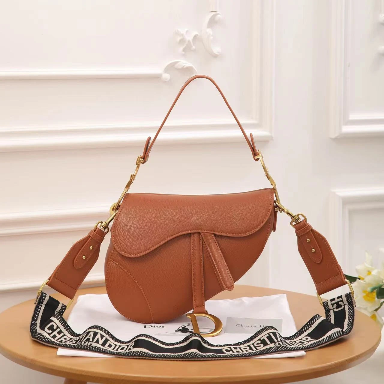 CD Calfskin Leather Saddle Bag With Strap 25cm(Cd Calfskin Leather Saddle Bag With Strap) 8 CD Calfskin Leather Saddle Bag With Strap 25cm(Cd Calfskin Leather Saddle Bag With Strap) - Image 6