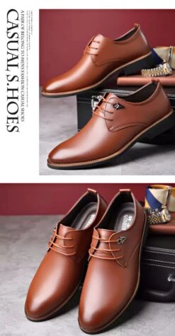 Lace Up Flats Casual Leather Business Dress Formal Shoes(Comfortable Office Shoes) -Best Household Items product name 6891654