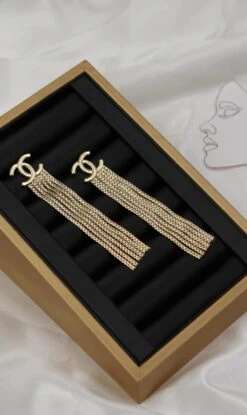 CH - CC Logo Multi Strand Chain Drop Earrings(Ch Cc Logo Multi Strand Chain Drop Earrings)