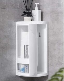 360 Rotating Corner Shelves, Storage Cabinet, White Multi Layer Storage Rack Organizer For Bathroom Countertop Bathtub Toilet Table(360 Corner Shelf Organizer) -Best Household Items product name 7180994