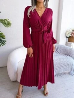 Women's Maxi Dress Long Sleeve Pleated Dress(Classy Dress For) -Best Household Items product name 7299872