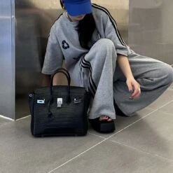 𝐇 Shiny Crocodile Leather Palladium Hardware Bag 25cm(𝐇 Birkin Shiny Crocodile Leather Palladium Hardware Bag) -Best Household Items product name 7370564