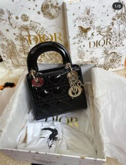 C.D Lady Dior Mini Shiny Chain Bag(C D Lady Dior Mini Chain Bag)