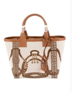 H Steeple Bag In Canvas & Calfskin Leather(𝐇 Steeple Bag In Canvas Calfskin Leather) -Best Household Items product name 7751346