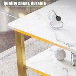 Simple Modern Coffee Table For Living Room - Light Luxury And Creative Square Design In Marble White (SIZE 100*60*42)(Simple Modern Coffee Table For Living Room Light Luxury And Creative Square Design In Marble White Size 100 60 42) -Best Household Items product name 7998888