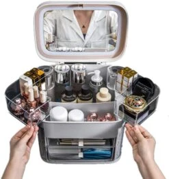 LED Mirror & Cosmetic Storage Box(Led Mirror Cosmetic Storage Box)