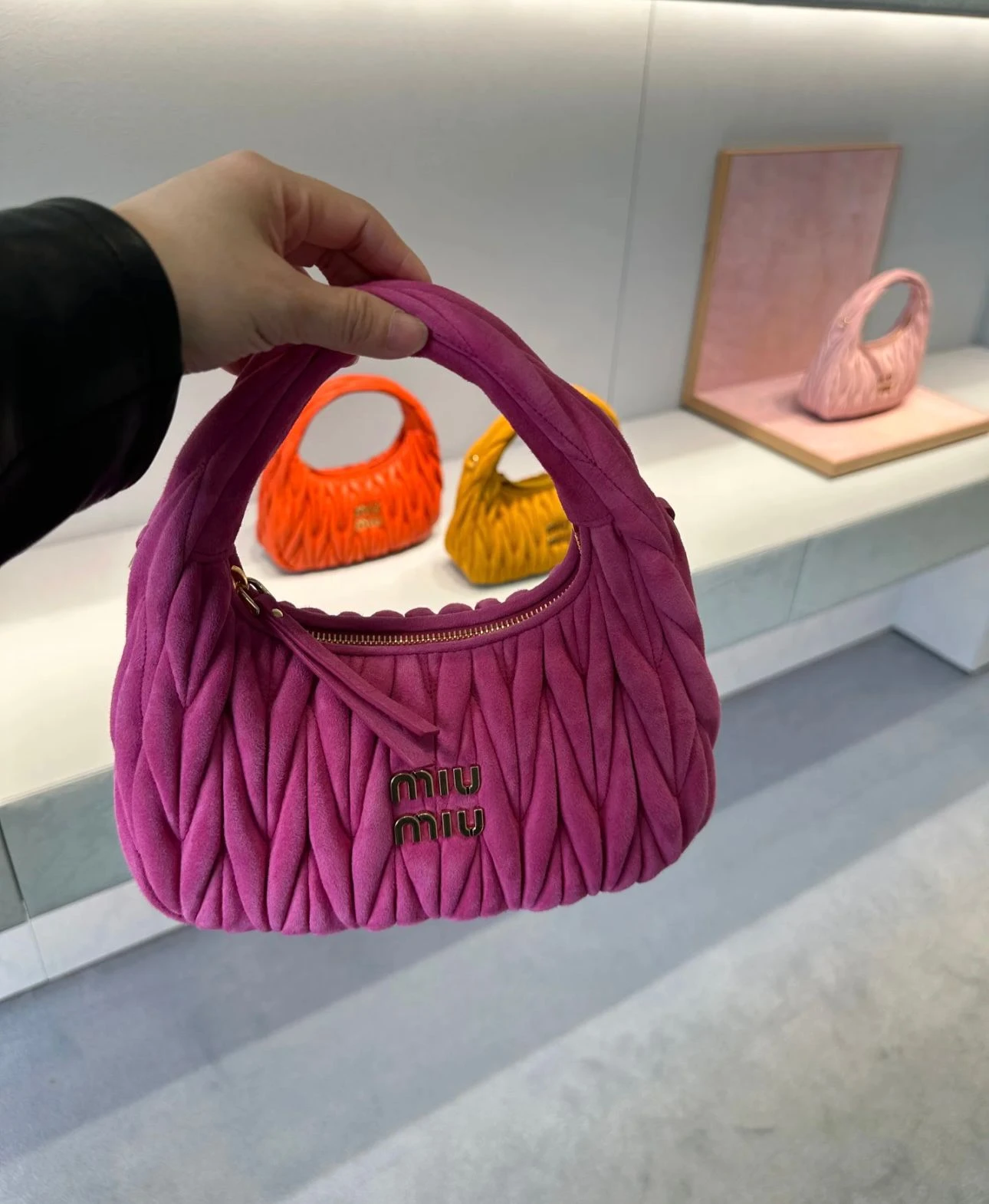 Mini Wander Bag In Matelassé Suede By Miu Miu(Mini Wander Bag In Matelasse Suede By Miu Miu) 5 Mini Wander Bag In Matelassé Suede By Miu Miu(Mini Wander Bag In Matelasse Suede By Miu Miu) - Image 3