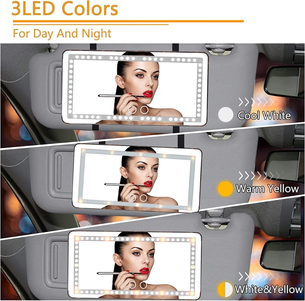Car Visor Vanity Mirror With Led Lights(Car Visor Vanity Mirror With Led Lights) 4 Car Visor Vanity Mirror With Led Lights(Car Visor Vanity Mirror With Led Lights) - Image 2