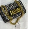 𝐃 Black Leather J’adior Flap Chain Bag(𝐃 Black Leather J Adior Flap Shoulder Bag)