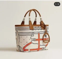 H Steeple Bag In Canvas & Calfskin Leather(𝐇 Steeple Bag In Canvas Calfskin Leather) -Best Household Items product name 8351221