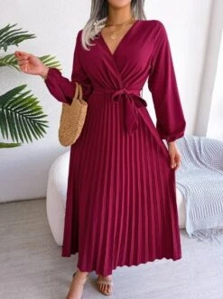 Women's Maxi Dress Long Sleeve Pleated Dress(Classy Dress For) -Best Household Items product name 8588578